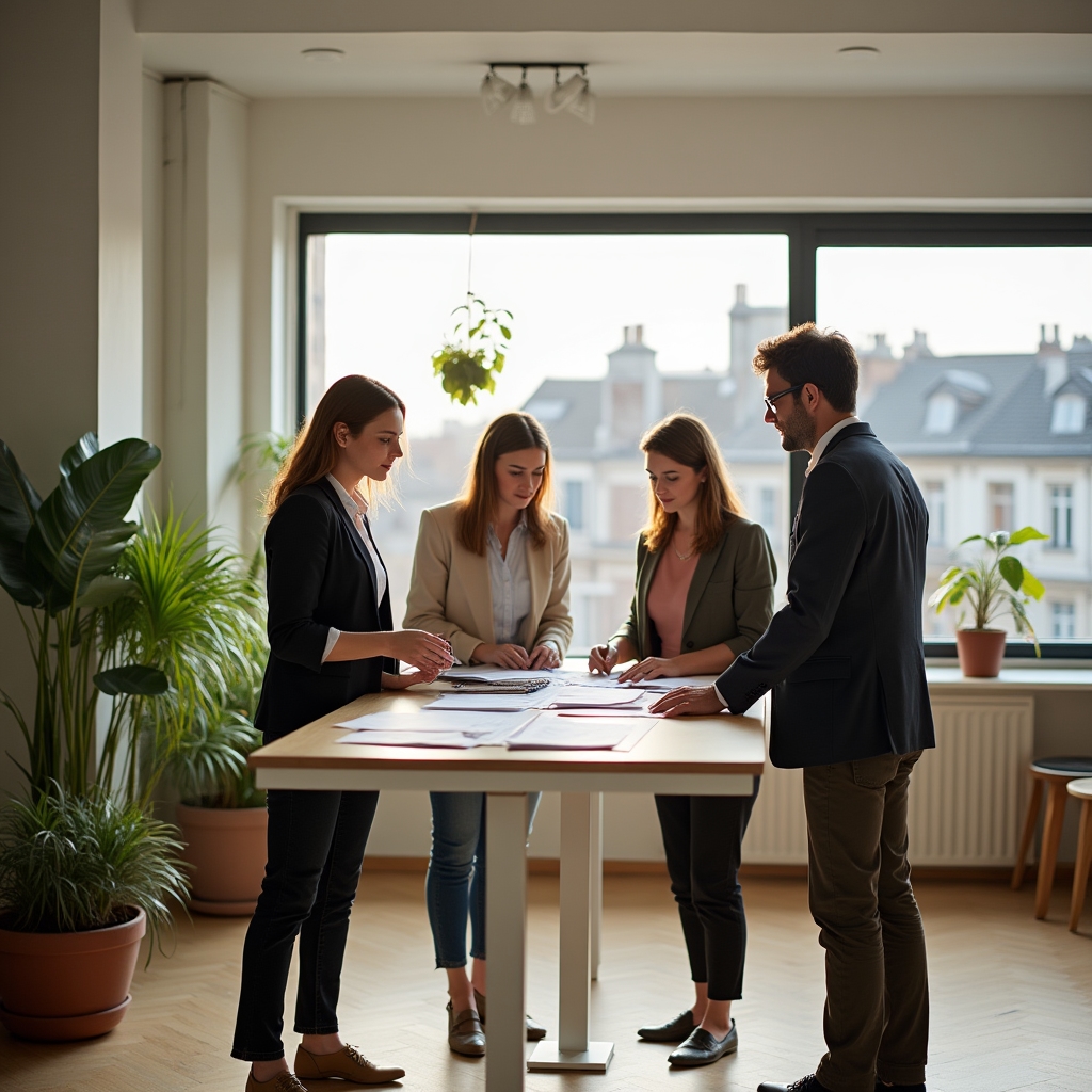 Team in collaborazione in ufficio moderno